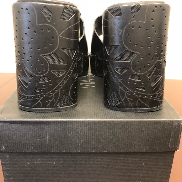 Via Spiga Black Leather Wedge Platform - Picture 4 of 7